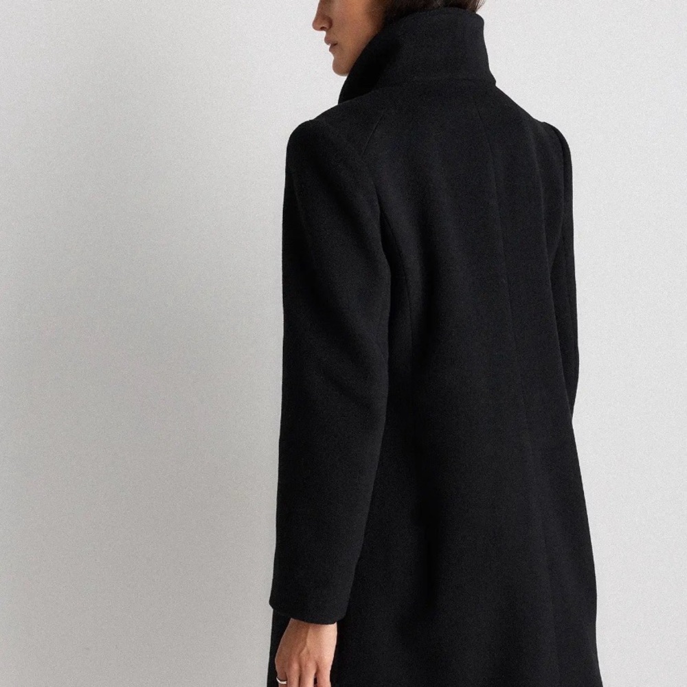 Quince Wool and Cashmere Cocoon Coat in Black Size Small 832 - Picture 6 of 8